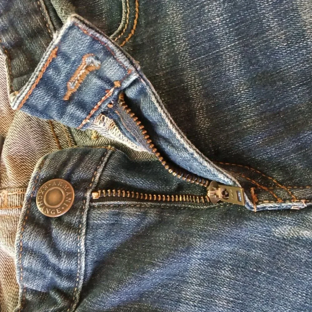 Armani Exchange π Womens Gorgeous Boot Cut Denim Distressed Wash Blue Jeans π - Picture 11 of 14